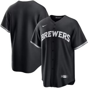 Milwaukee Brewers Blank Black White Jersey - All Stitched