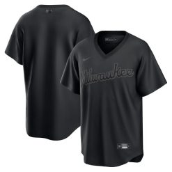 Milwaukee Brewers Blank Triple Black Jersey - All Stitched
