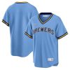 Milwaukee Brewers Blank Powder Blue Cooperstown Throwback Jersey - All Stitched