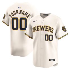 Custom Milwaukee Brewers Cream Home Limited Jersey - All Stitched