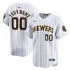 Custom Milwaukee Brewers White Alternate Limited Jersey - All Stitched