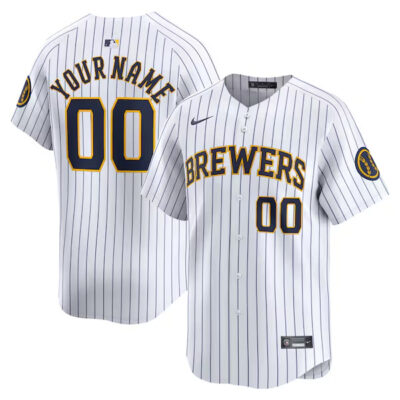 Custom Milwaukee Brewers White Alternate Limited Jersey - All Stitched