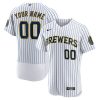 Custom Milwaukee Brewers White Alternate Game Jersey - All Stitched