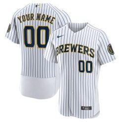 Custom Milwaukee Brewers White Alternate Game Jersey - All Stitched