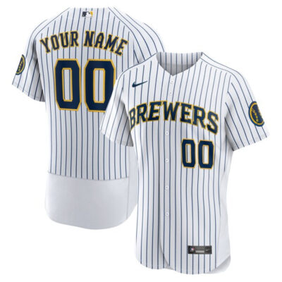 Custom Milwaukee Brewers White Alternate Game Jersey - All Stitched