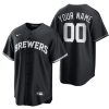 Custom Milwaukee Brewers Black White Jersey - All Stitched
