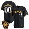 Custom Milwaukee Brewers Black Gold Jersey - All Stitched