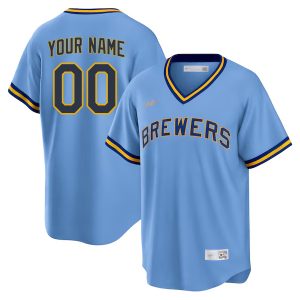 Custom Milwaukee Brewers Powder Blue Cooperstown Throwback Jersey