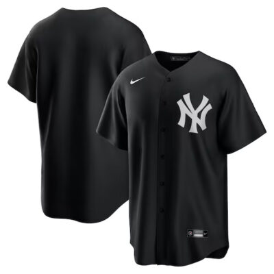 New York Yankees Blank Black White Fashion Jersey - All Stitched