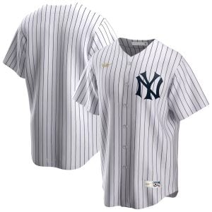 New York Yankees Blank White Cooperstown Throwback Jersey - All Stitched