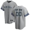 Custom New York Yankees Grey Away Jersey - All Stitched