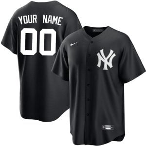 Custom New York Yankees Black White Jersey - All Stitched