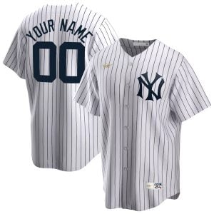Custom New York Yankees White Cooperstown Throwback Jersey - All Stitched