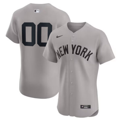 Custom New York Yankees Grey Road Elite Jersey - All Stitched