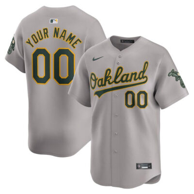 Custom Oakland Athletics Grey Away Limited Jersey - All Stitched