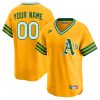 Custom Oakland Athletics Gold Cooperstown Throwback Jersey - All Stitched