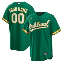 Custom Oakland Athletics Green Alternate Jersey - All Stitched