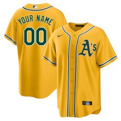 Custom Oakland Athletics Gold Alternate Jersey - All Stitched