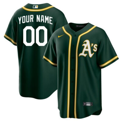Custom Oakland Athletics A's Green Alternate Jersey - All Stitched