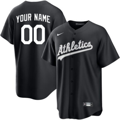 Custom Oakland Athletics Black White Fashion Jersey - All Stitched