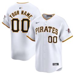 Custom Pittsburgh Pirates White Home Limited Jersey - All Stitched