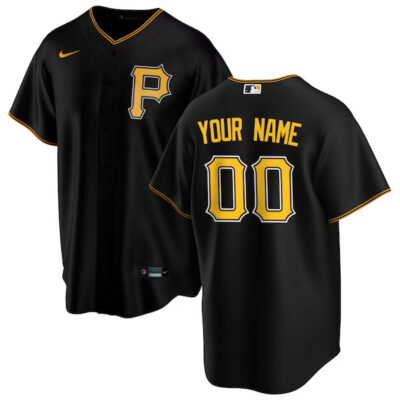 Custom Pittsburgh Pirates Black Alternate Jersey - All Stitched