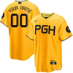 Custom Pittsburgh Pirates Gold City Connect Jersey - All Stitched