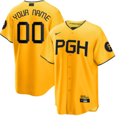 Custom Pittsburgh Pirates Gold City Connect Jersey - All Stitched