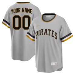 Custom Pittsburgh Pirates Grey Cooperstown Throwback Jersey - All Stitched