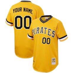 Custom Pittsburgh Pirates Gold Cooperstown Throwback Jersey - All Stitched