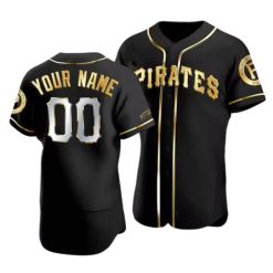 Custom Pittsburgh Pirates Black Gold Jersey - All Stitched