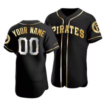 Custom Pittsburgh Pirates Black Gold Jersey - All Stitched