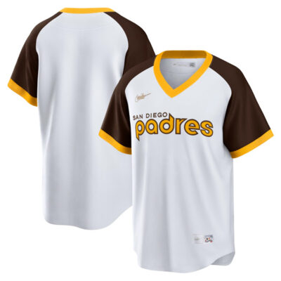 San Diego Padres Blank White Cooperstown Throwback Jersey - All Stitched