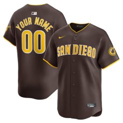 Custom San Diego Padres Brown Road Limited Jersey - All Stitched