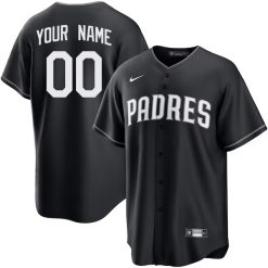 Custom San Diego Padres Black White Fashion Jersey - All Stitched