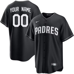 Custom San Diego Padres Black White Fashion Jersey - All Stitched
