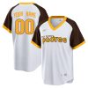 Custom San Diego Padres White Cooperstown Throwback Jersey - All Stitched