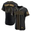 Custom San Diego Padres Black Gold Jersey - All Stitched