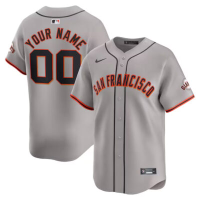Custom San Francisco Giants Grey Road Limited Jersey - All Stitched