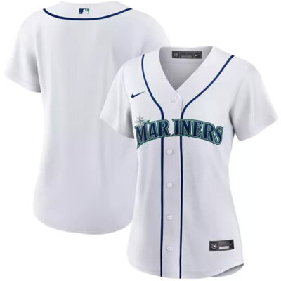 Alternative view of Seattle Mariners Blank White Home Limited Jersey - All Stitched