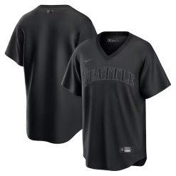 Seattle Mariners Blank Triple Black Jersey - All Stitched