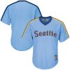 Seattle Mariners Blank Light Blue Cooperstown Throwback Jersey - All Stitched