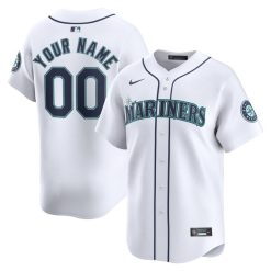 Custom Seattle Mariners White Home Limited Jersey - All Stitched