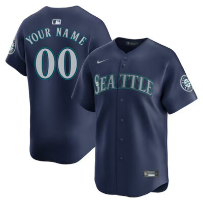 Custom Seattle Mariners Navy Road Limited Jersey - All Stitched