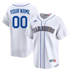 Custom Seattle Mariners White Cooperstown Throwback Limited Jersey - All Stitched