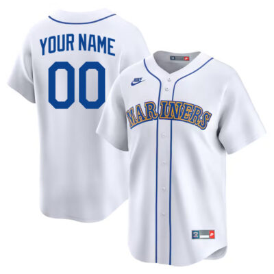 Custom Seattle Mariners White Cooperstown Throwback Limited Jersey - All Stitched