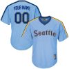 Custom Seattle Mariners Light Blue Cooperstown Throwback Jersey - All Stitched