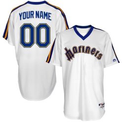 Custom Seattle Mariners White 1984 Turn Ahead The Clock Throwback Jersey - All Stitched