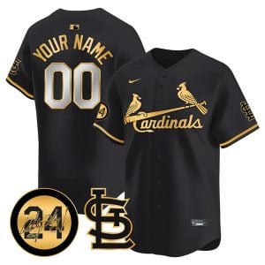 Custom St. Louis Cardinals Black Gold Jersey - All Stitched