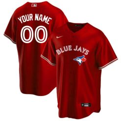 Custom Toronto Blue Jays Red Alternate Jersey - All Stitched